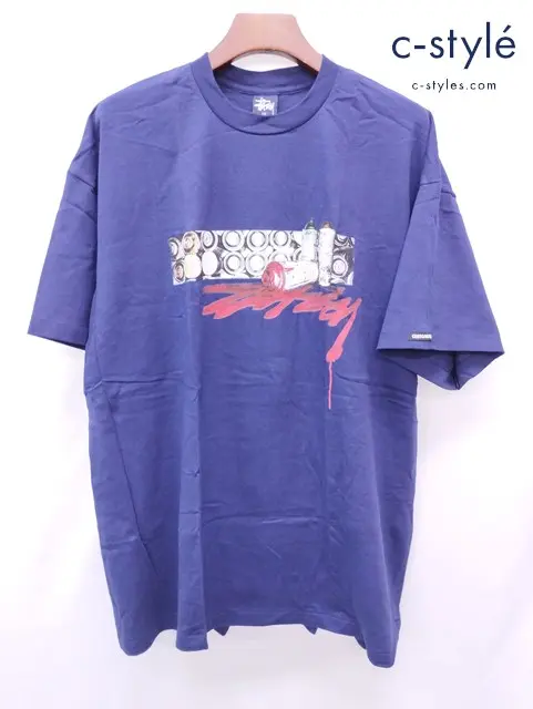 STUSSY ステューシー Tシャツ XXL ネイビー spray 綿100％