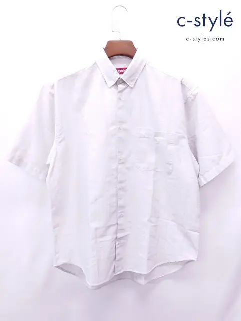 Supreme シュプリーム シャツ S ベージュ系×ブルー Loose Fit Oxford S/S Shirt 綿100％