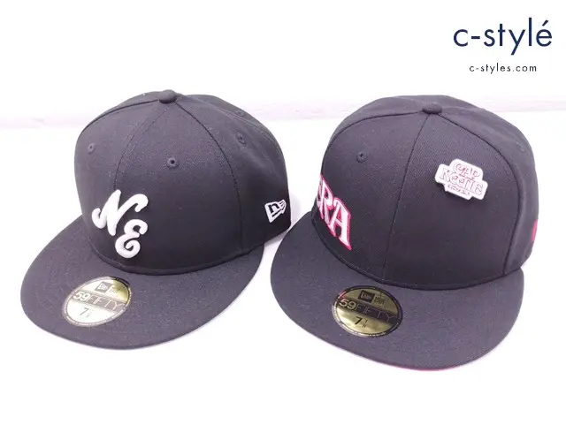 NEW ERA キャップ NEW ERA×CUP NOODLE キャップ 7・1/8 56.8cm ブラック 59FIFTY 計2点