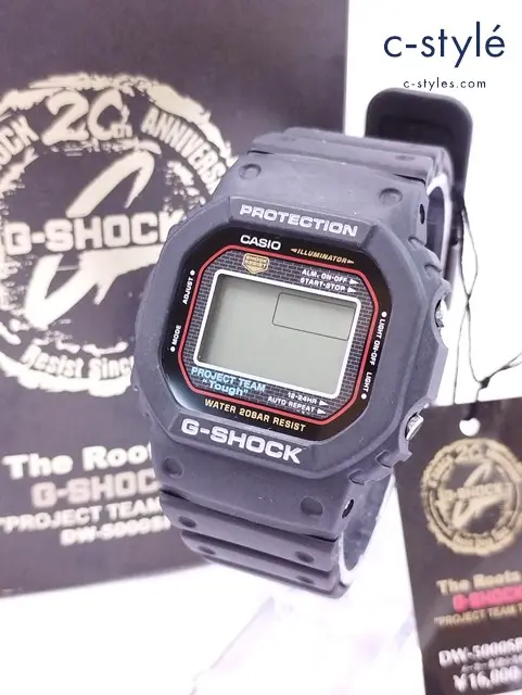CASIO カシオ 腕時計 ブラック The Roots of G-SHOCK PROJECT TEAM Tough DW-5000SP 20th ANNIVERSARY