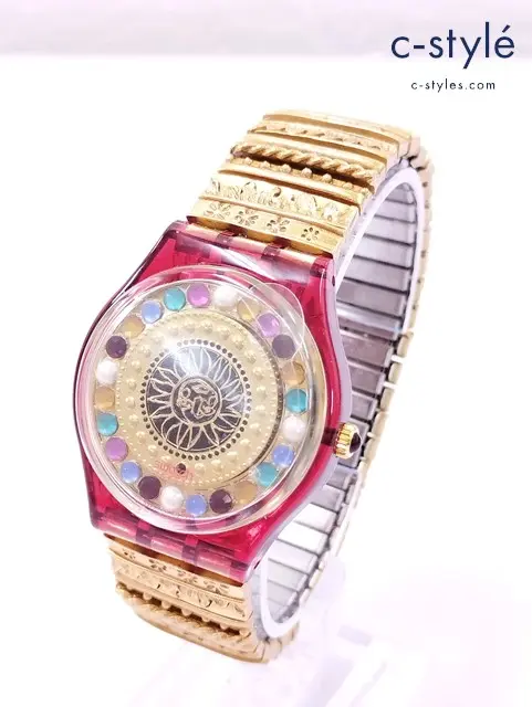 Swatch スウォッチ 腕時計 レッド×ゴールド クウォーツ Xmas By Xian Lax GZ140