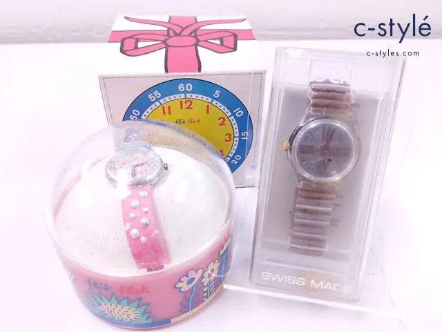 Swatch スウォッチ 腕時計 クォーツ キッズ500 ピンク系 SAK108 ゴールド×シルバー