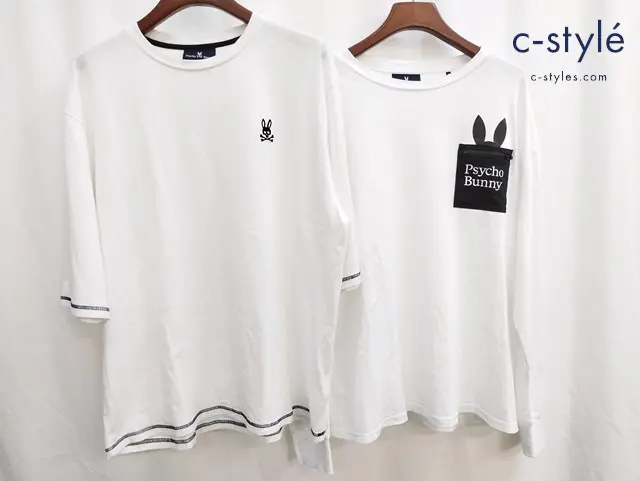 Psycho Bunny サイコバニー Tシャツ XL ホワイト系 綿100% PB-GV-73512 PB-GV-79333