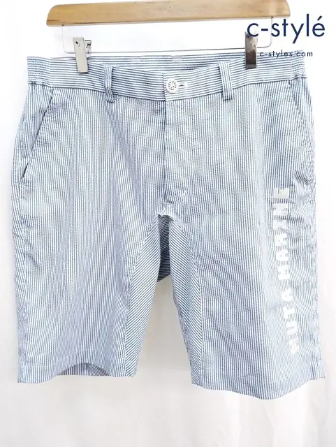 MUTA MARINE ムータマリン ハーフパンツ 6 ブルー×ホワイト シアサッカー ゴルフウェア