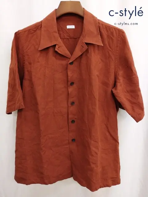 ORIAN オリアン シャツ L ブラウン 麻100% 半袖 イタリア製