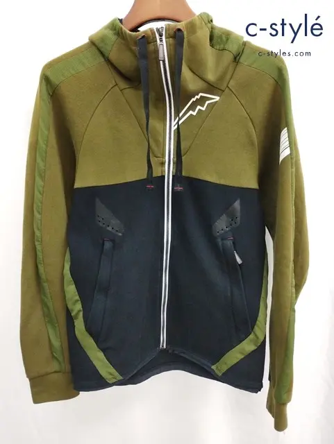 KUSHITANI クシタニ パーカー L カーキ×ブラック レブロフーディーボーダー K-1995