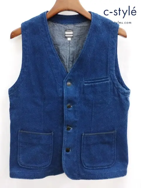 MOMOTARO JEANS 桃太郎ジーンズ ベスト 40 インディゴ 綿100%