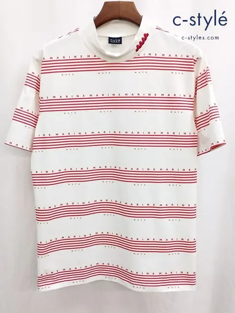 MUTA MARINE ムータマリン Tシャツ 7 ホワイト×レッド ポリエステル100%