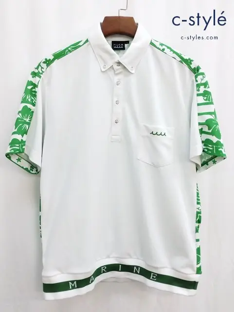 MUTA MARINE ムータマリン ポロシャツ 7 ホワイト×グリーン 半袖