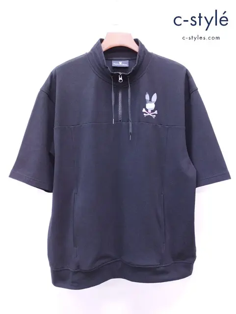 Psycho Bunny サイコバニー ハーフジップTシャツ XL ブラック PB-GV-86322
