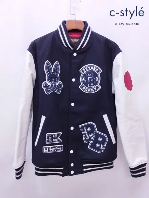 Psycho Bunny×SKOOKUM サイコバニー×スクーカム スタジャン XL ネイビー×ホワイト PB-99242-81362