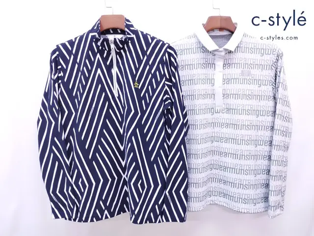 Munsingwear マンシングウェア ジップシャツ ポロシャツ LL ネイビー×ホワイト マルチカラー レディース