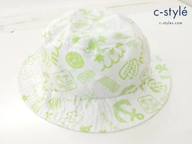 MUTA MARINE ムータマリン バケットハット ホワイト系×蛍光緑 ポリエステル100%