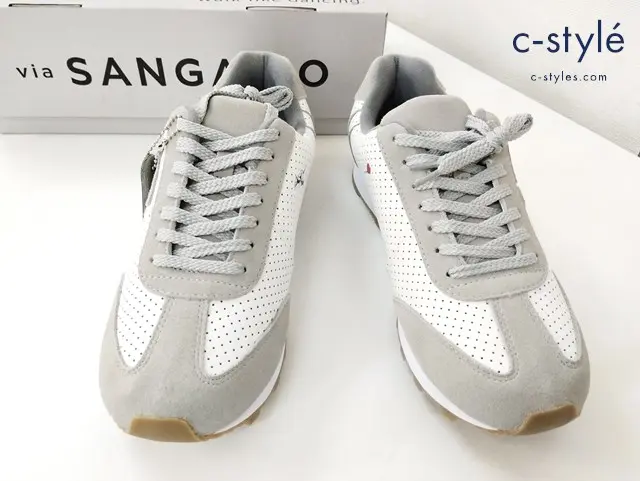 via SANGACIO サンガッチョ スニーカー 26.5cm グレー×ホワイト にゅ～ずMOM BRANDALISED