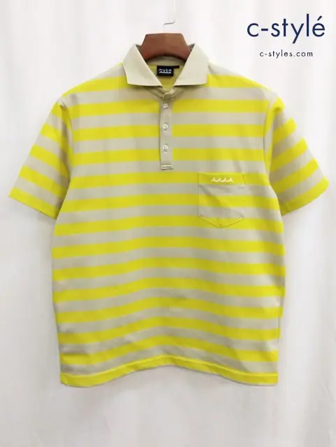 MUTA MARINE ムータマリン ポロシャツ 7 ライトグリーン系×イエロー ボーダー 半袖