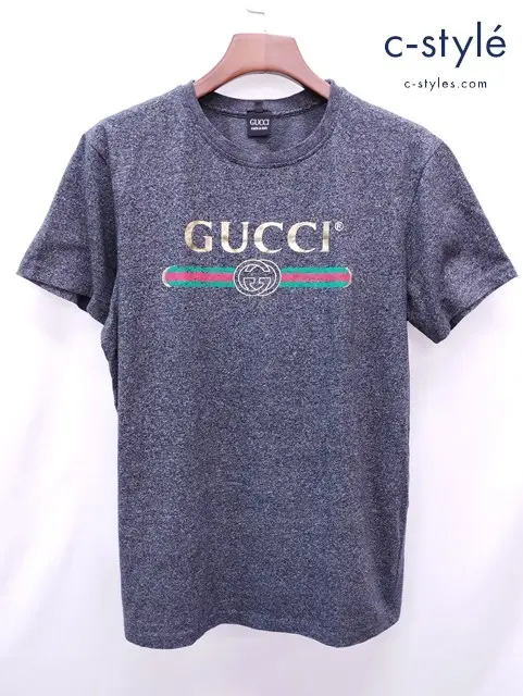 GUCCI グッチ Tシャツ XL グレー ロゴ プリント イタリア製
