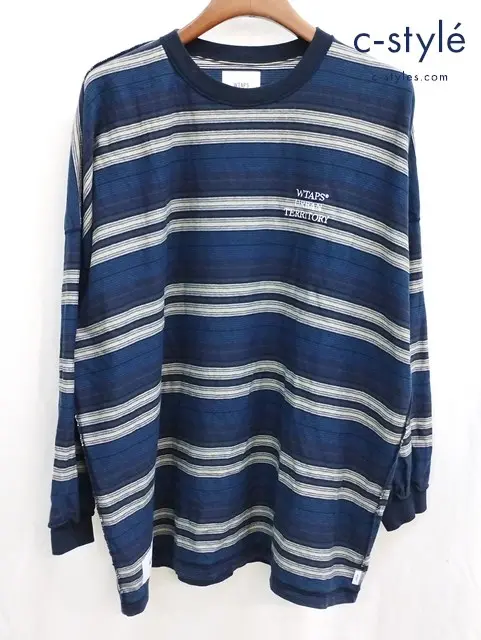 WTAPS ダブルタップス 長袖Tシャツ X03 ネイビー系 ボーダー 221ATDT CSM32