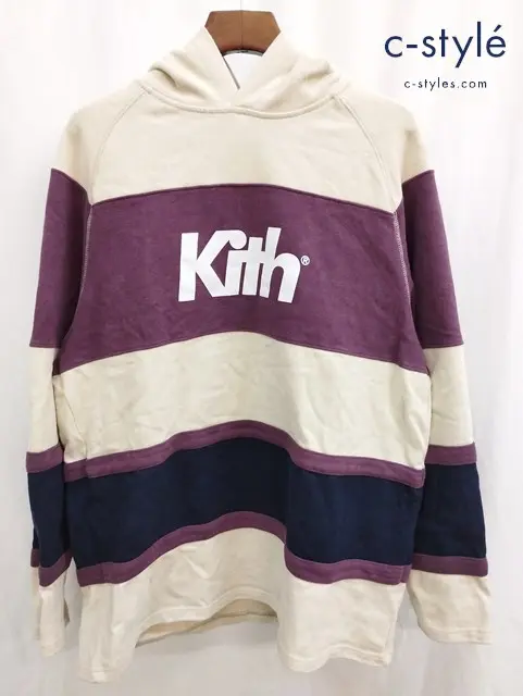 KITH キス フーディー L ベージュ系 ロゴ コットン100%