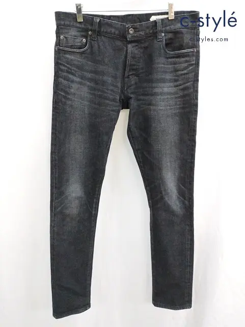 YCHAI×千場義雅 イカイ スキニーデニムパンツ 34 ブラック ヴィンテージ加工 YPUJF001