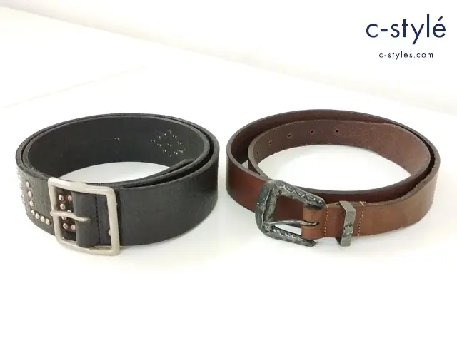 RRL / Polo by Ralph Lauren スタッズベルト ブラック系 M5275 ウェスタンベルト 34 ブラウン 計2点