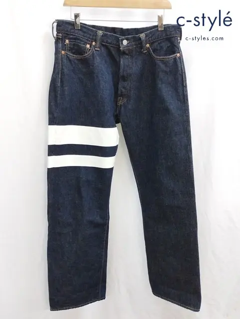 MOMOTARO JEANS モモタロウジーンズ デニムパンツ 34×35 インディゴ ビックペイント 綿100% 日本製