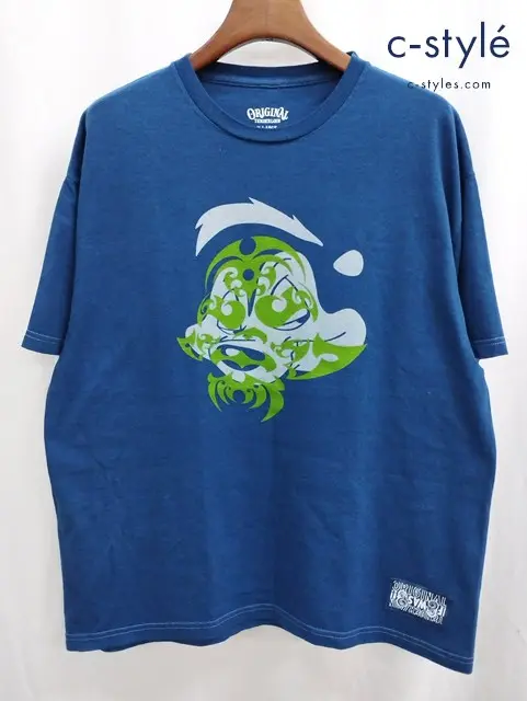 TENDERLOIN テンダーロイン Tシャツ XL ブルー系 半袖 プリント 綿100%