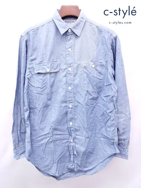 Polo Ralph Lauren ポロラルフローレン シャンブレーワークシャツ M インディゴ 綿100％
