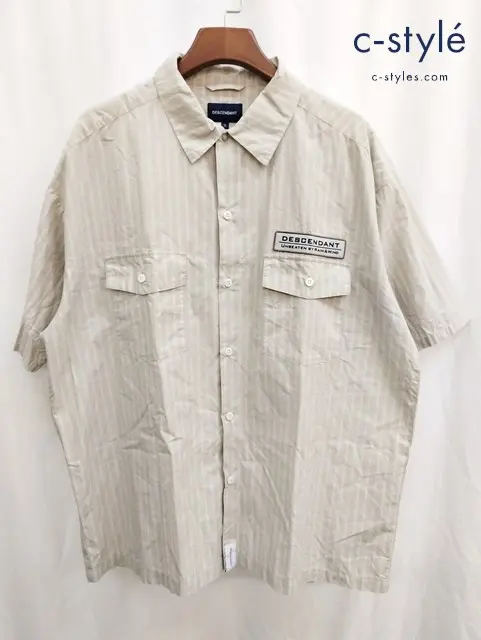 DESCENDANT ディセンダント 半袖シャツ 3 ベージュ系 ストライプ 綿100％