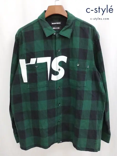 WIND AND SEA×GOD SELECTION XXX シャツ XL グリーン×ブラック チェック柄 綿100％