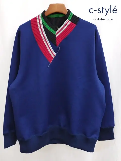 kolor カラー ダンボールニット 3 ネイビー系 21WCM-T02202