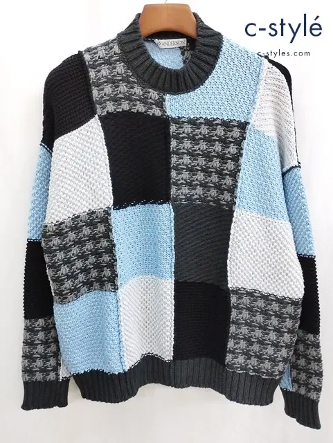 JW Anderson ジェイダブリューアンダーソン ニット XL マルチカラー パッチワークインターシャコットンセーター