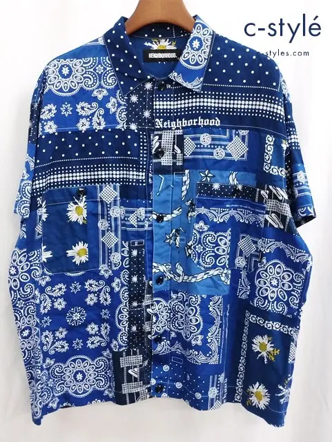 NEIGHBORHOOD ネイバーフッド 半袖シャツ XL ブルー系 BANDANA.TYPE-B/C-SHIRT 綿100％