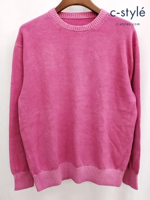 SOPHNET. ソフネット ニット L ピンク OVERDYE CREW NECK KNIT 綿100％