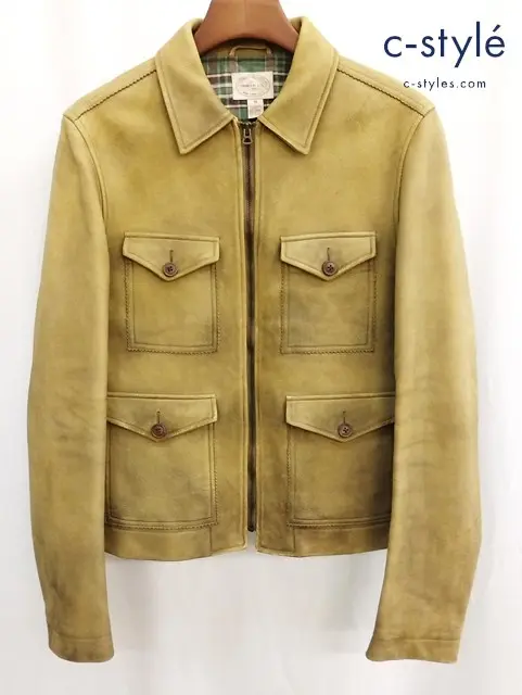 RRL ダブルアールエル レザーウエスタンジャケット M ベージュ系 フリンジ