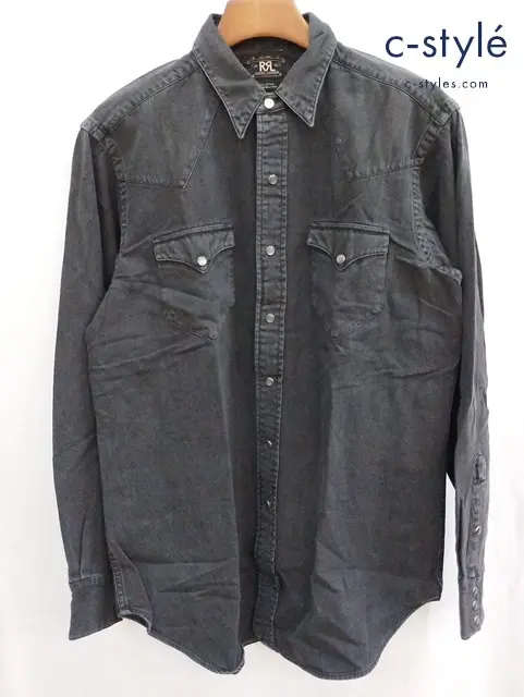 RRL ダブルアールエル デニムウェスタンシャツ M ブラック 綿100％