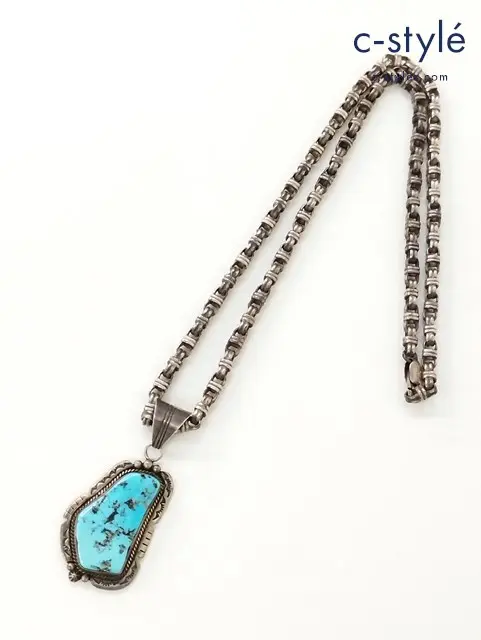 NAVAJO ナバホ ターコイズネックレス シルバー R.B Running Bear作 925