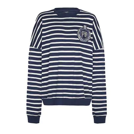 BALMAIN(バルマン) カレッジエンブレム コットン マリニエール スウェットシャツ