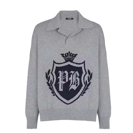 BALMAIN(バルマン) カレッジエンブレム エコカシミヤ ポロセーター