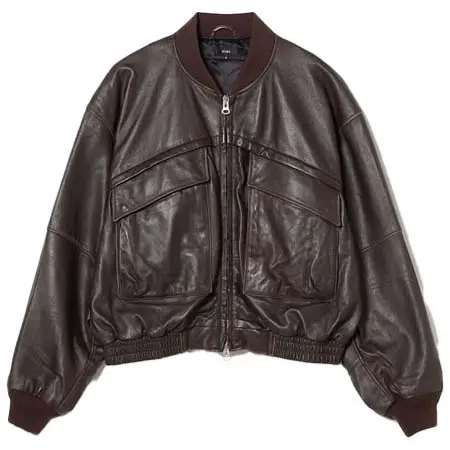 BEAMS(ビームス) ワイドショートフィット ユーズド加工 レザー ブルゾン