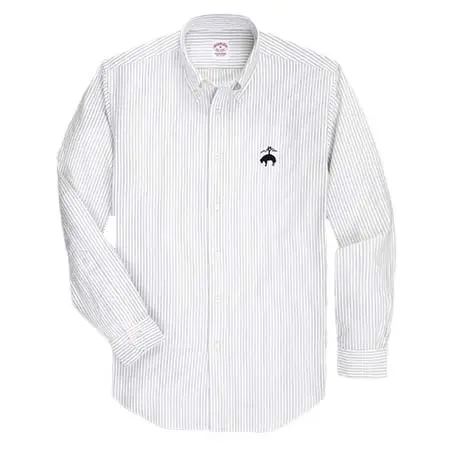 Brooks Brothers(ブルックスブラザーズ) コットンオックスフォード　ビッグGFロゴ　オルタネイトストライプ　スポーツシャツ　Traditional Fit