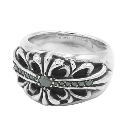 CHROME HEARTS(クロムハーツ) リング フローラル クロスリング with パヴェブラックダイヤモンド