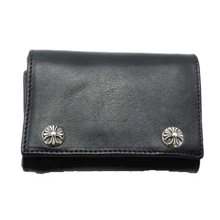 CHROME HEARTS(クロムハーツ) 財布 3フォールド ウォレット ブラック ヘビーレザー