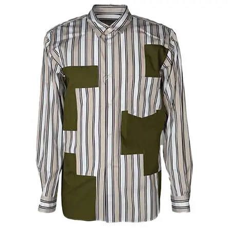 COMME des GARCONS HOMME PLUS(コムデギャルソンオムプリュス) 綿クラスターストライプ×綿ブロード シャツ (PP-B007-051)