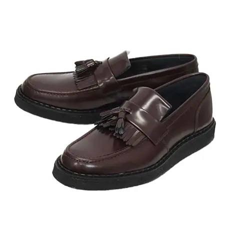 GEORGE COX(ジョージコックス) FRED PERRY (フレッドペリー) x GEORGE COX (ジョージコックス) Wネーム SB8355 TASSEL LOAFER レザータッセルローファー 597 OX BLOOD FP548