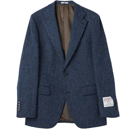 Harris Tweed(ハリスツイード) ウール2釦ジャケット/ネイビー×チェック+ツイード