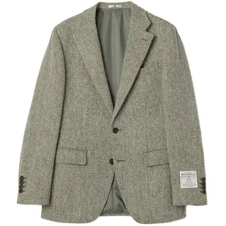 Harris Tweed(ハリスツイード) ウール2釦ジャケット/ベージュ×チェック+ツイード