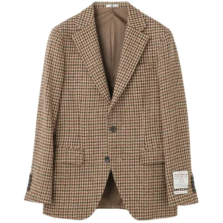 Harris Tweed(ハリスツイード) ウール2釦ジャケット/ブラウン×チェック+ツイード