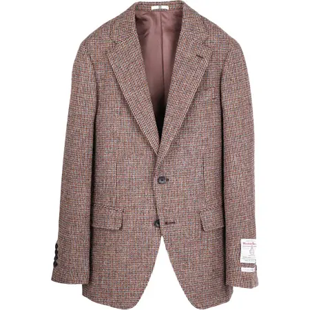 Harris Tweed(ハリスツイード) ウール2釦ジャケット/ブラウン×チェック+ツイード
