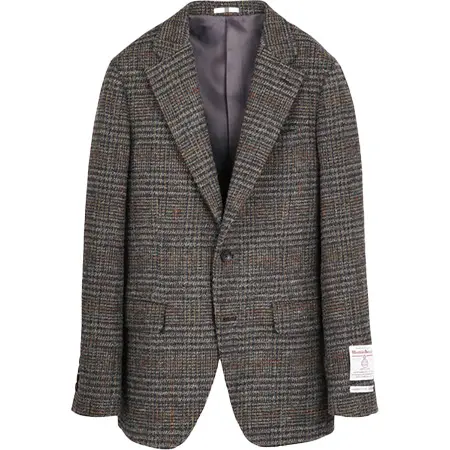 Harris Tweed(ハリスツイード) ウール2釦ジャケット/グリーン×チェック+ツイード
