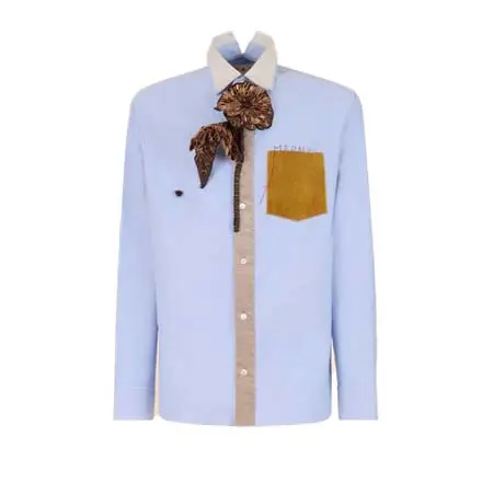 MARNI(マルニ) ブルー コットンシャツ マルニメンディング刺繍入り